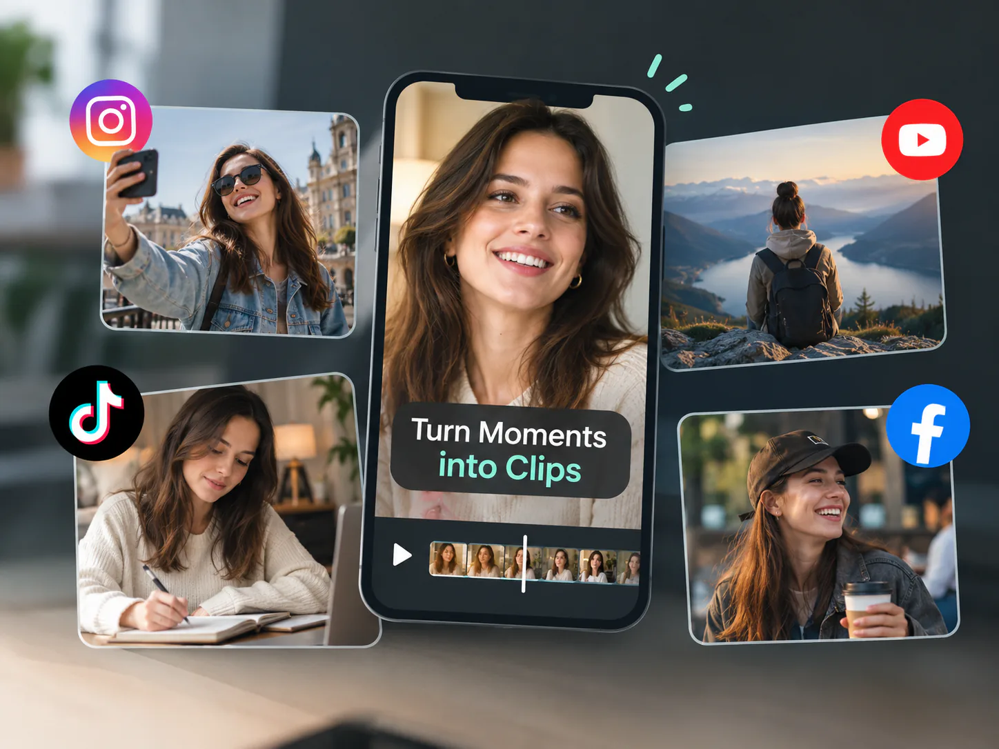 Review, resize, download, and share finished video clips