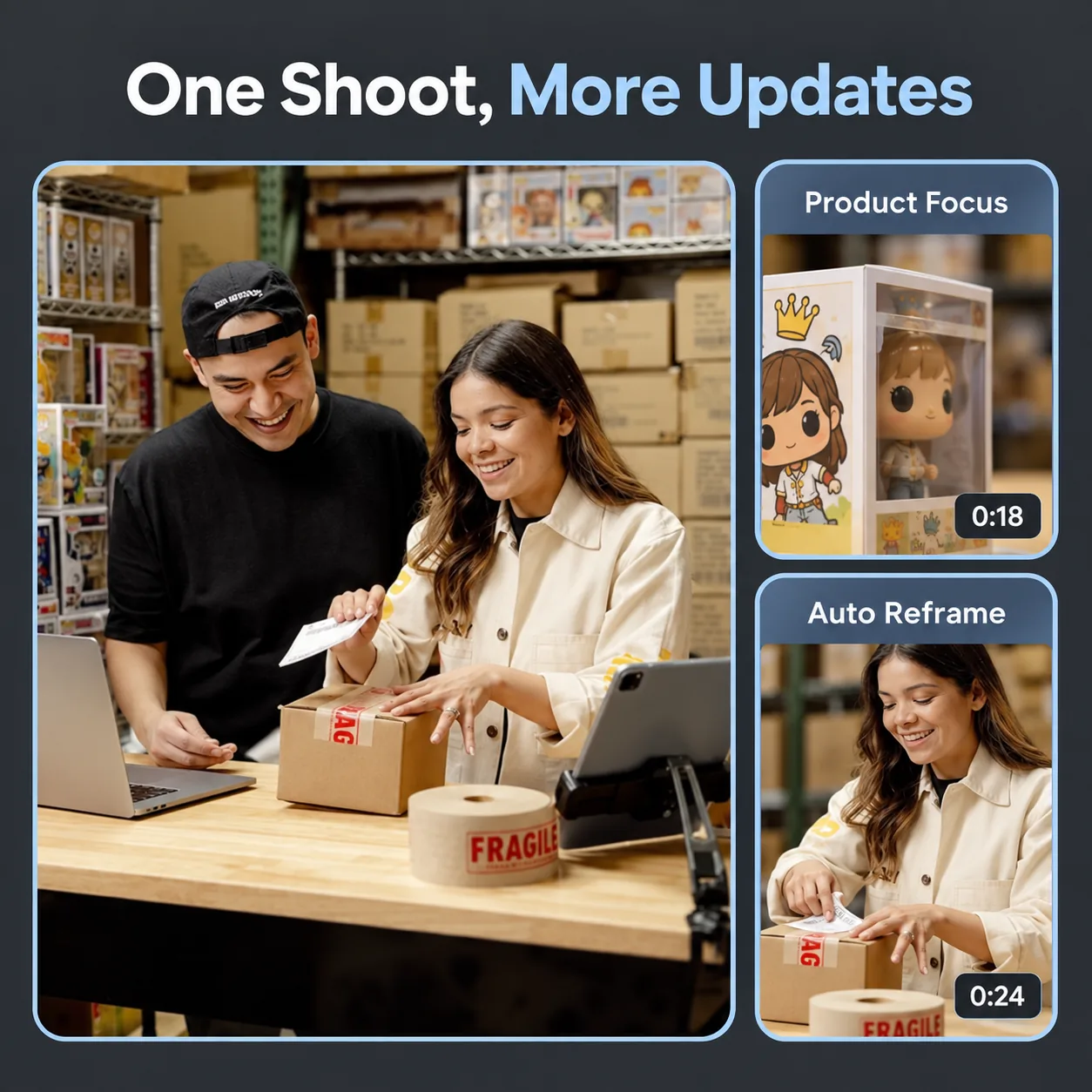 Small business packing order footage turned into a vertical product-focused Reel