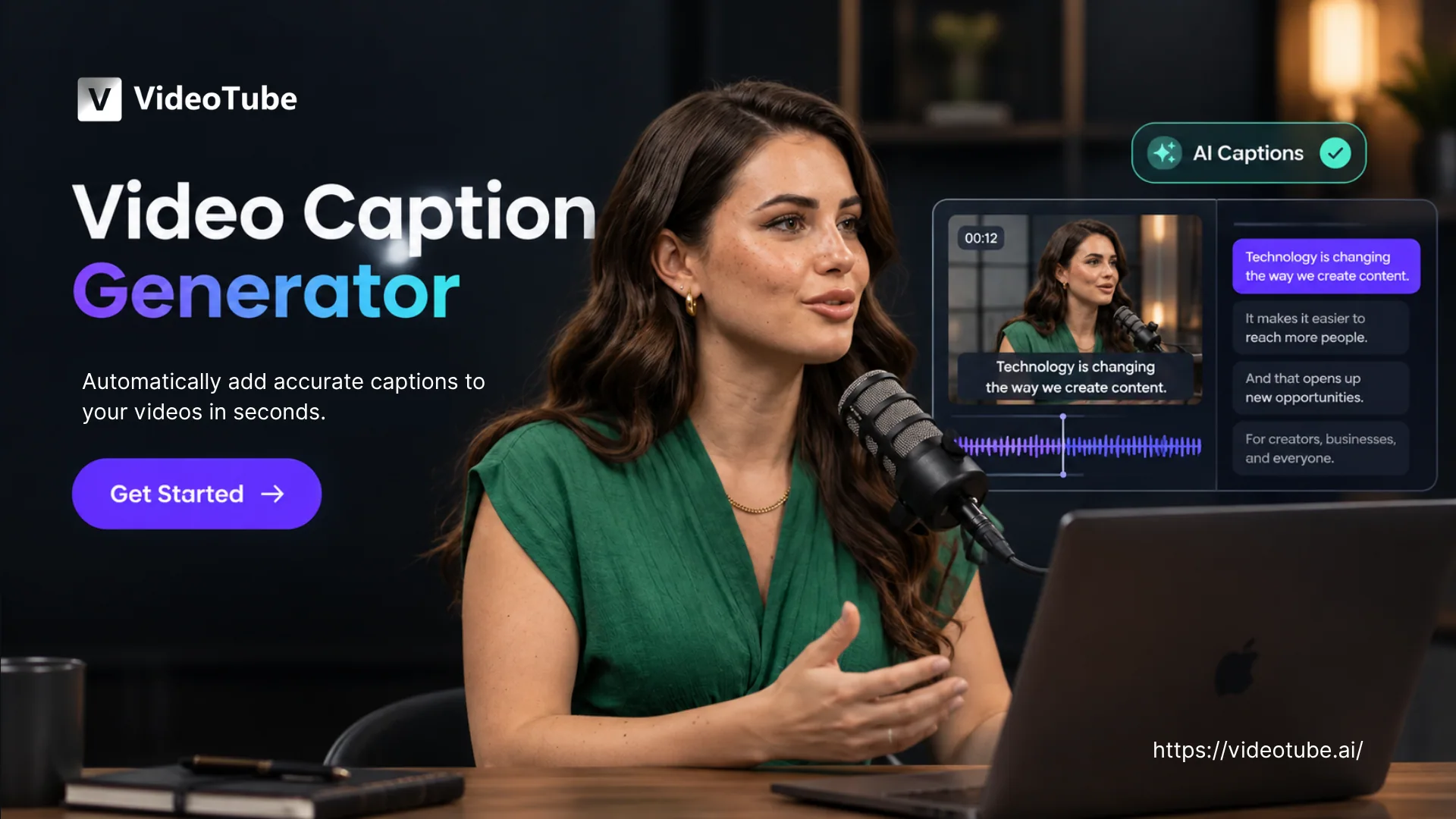 Video caption generator showing readable on-screen text for social videos