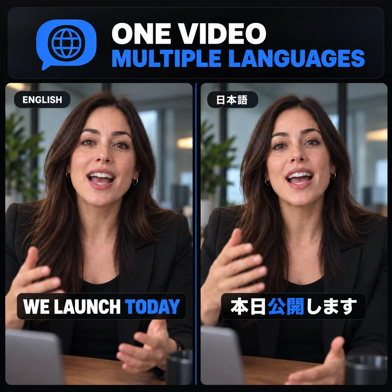 Same video with translated on-screen captions