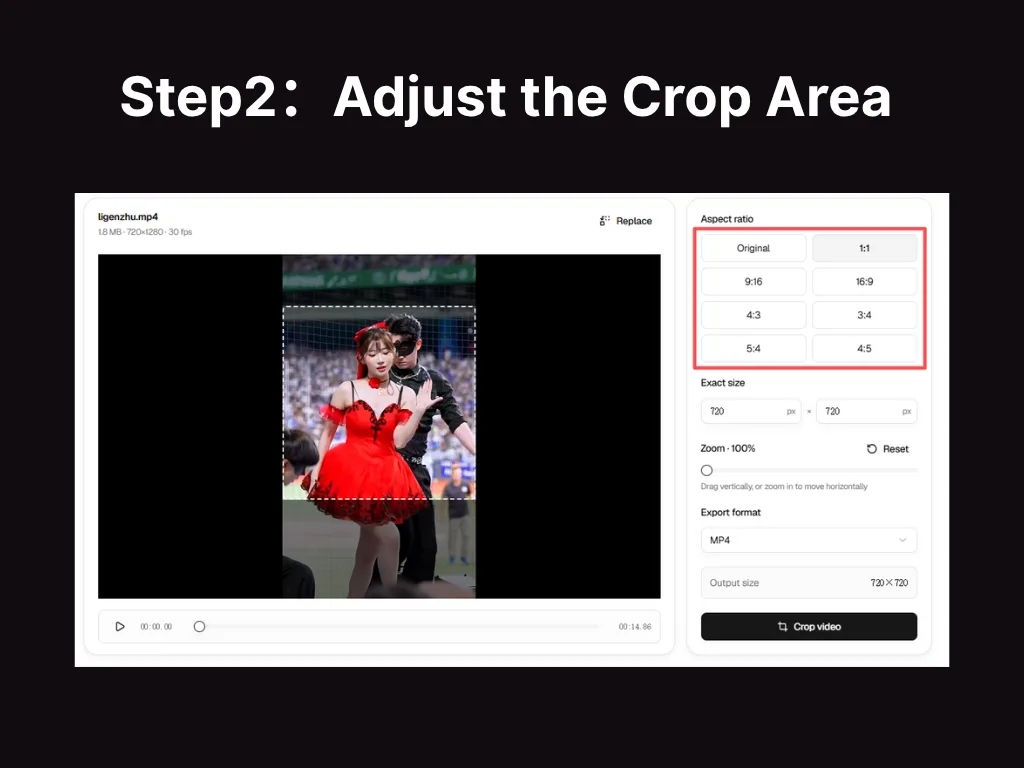 Adjust aspect ratio and crop position