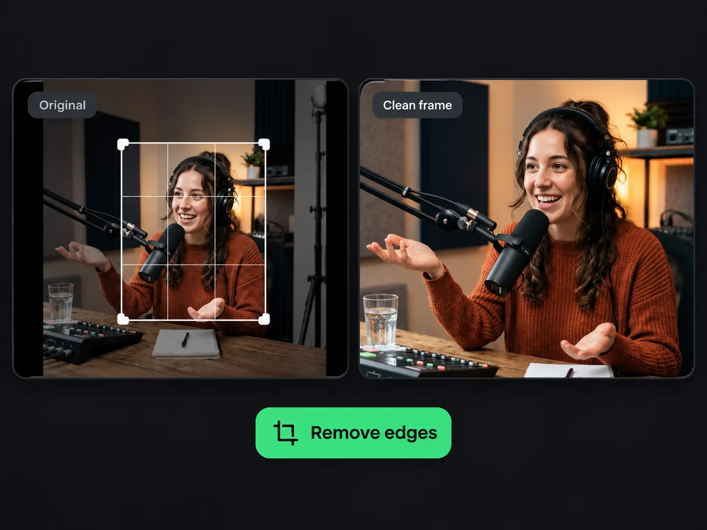 Unwanted edges removed from a video