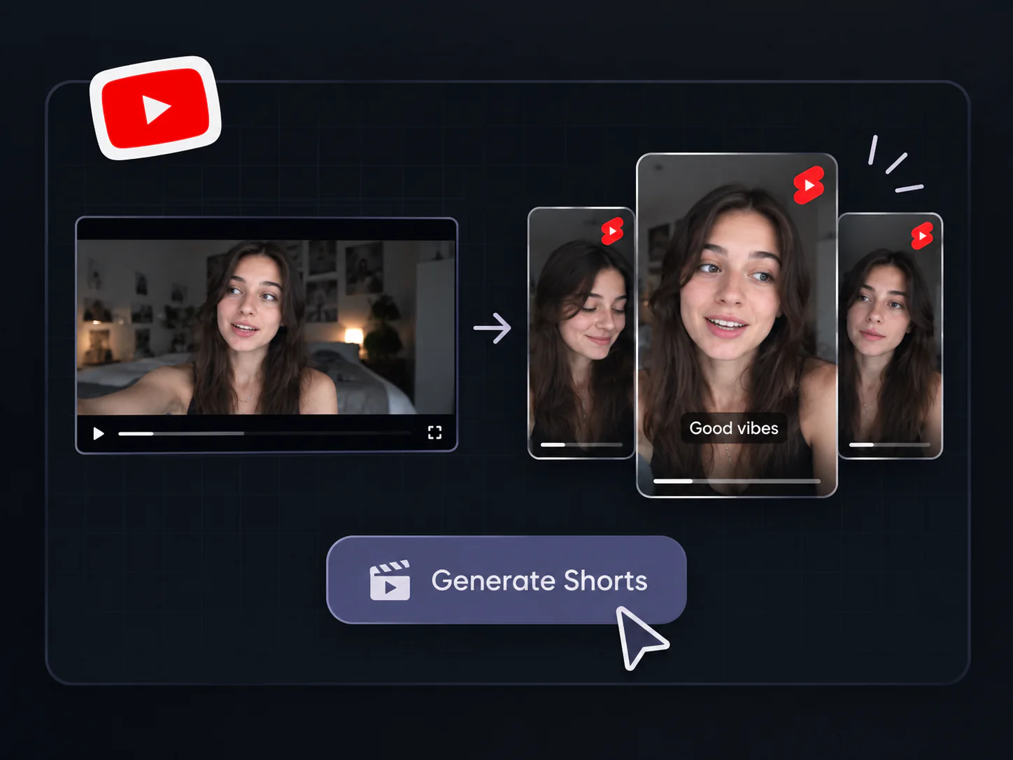 AI generating several vertical YouTube Shorts