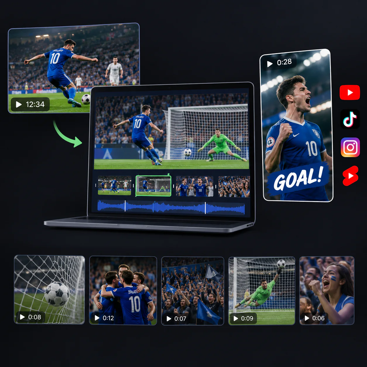 Football highlight prepared for YouTube Shorts